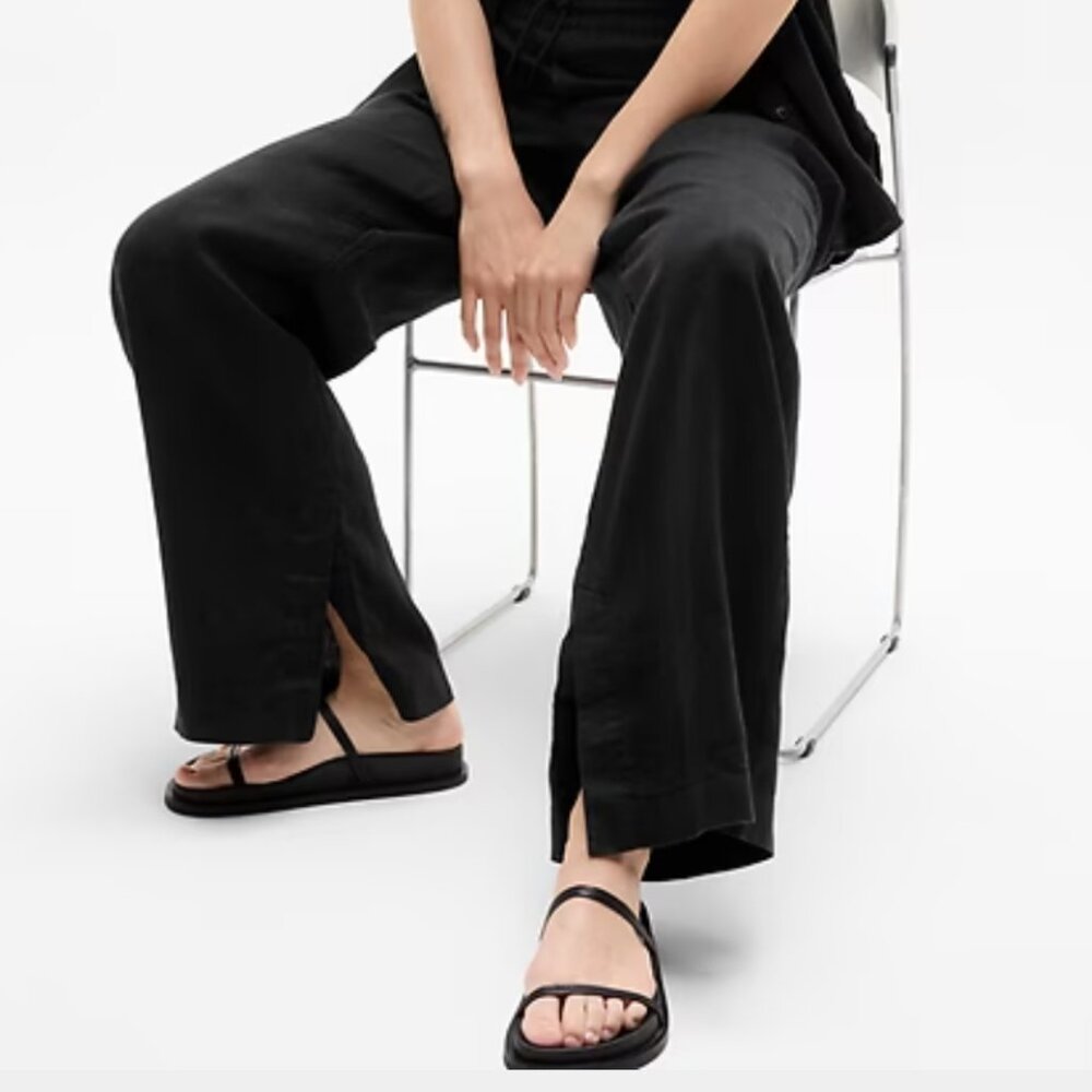Athleta Black Wide-Leg Pants with Front Slits